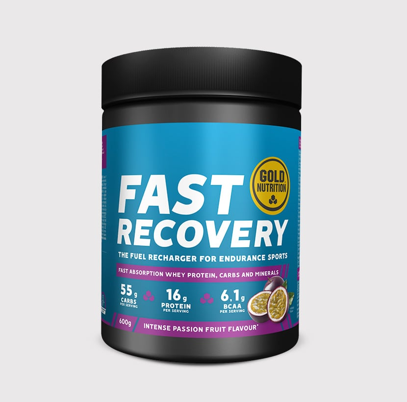 Suplemento Fast Recovery da GoldNutrition, embalagem com cápsulas de recuperação rápida para atletas e praticantes de esportes.